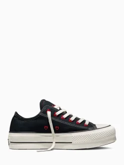 Converse Black Chuck Taylor Lift Heart Detail Low Trainers