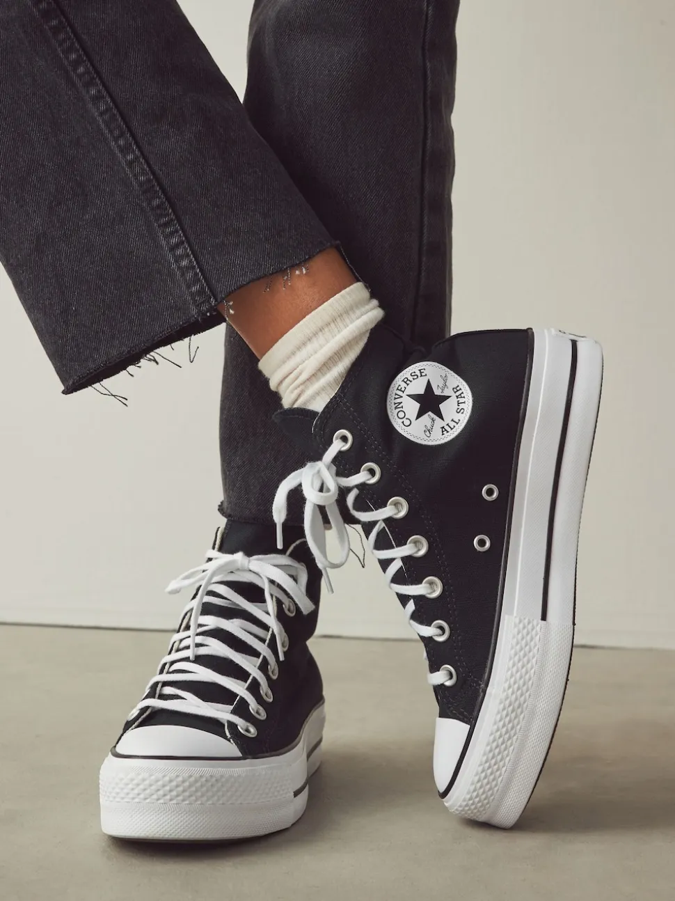 Converse Black Pale Platform Lift High Top Trainers