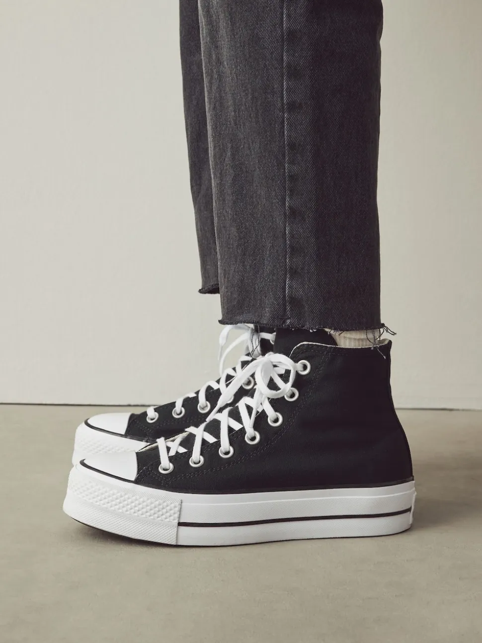 Converse Black Pale Platform Lift High Top Trainers