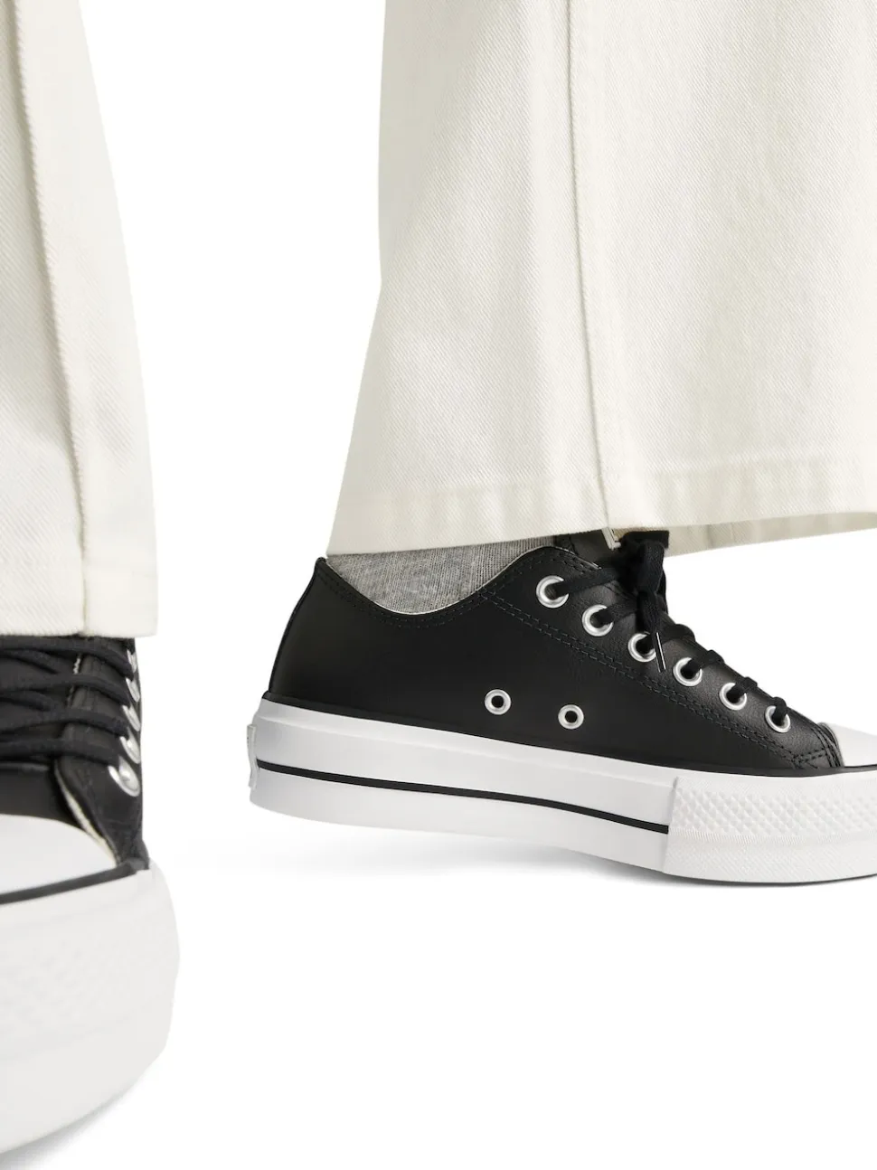Converse Black Platform Lift Chuck Ox Leather Trainers