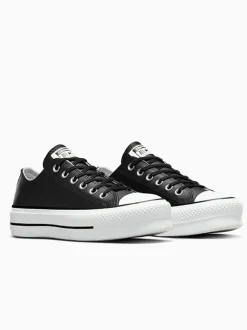 Converse Black Platform Lift Chuck Ox Leather Trainers
