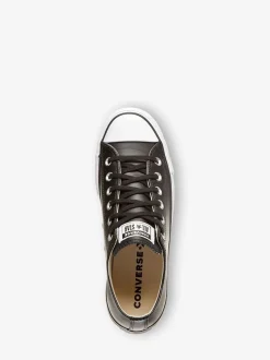 Converse Black Platform Lift Chuck Ox Leather Trainers