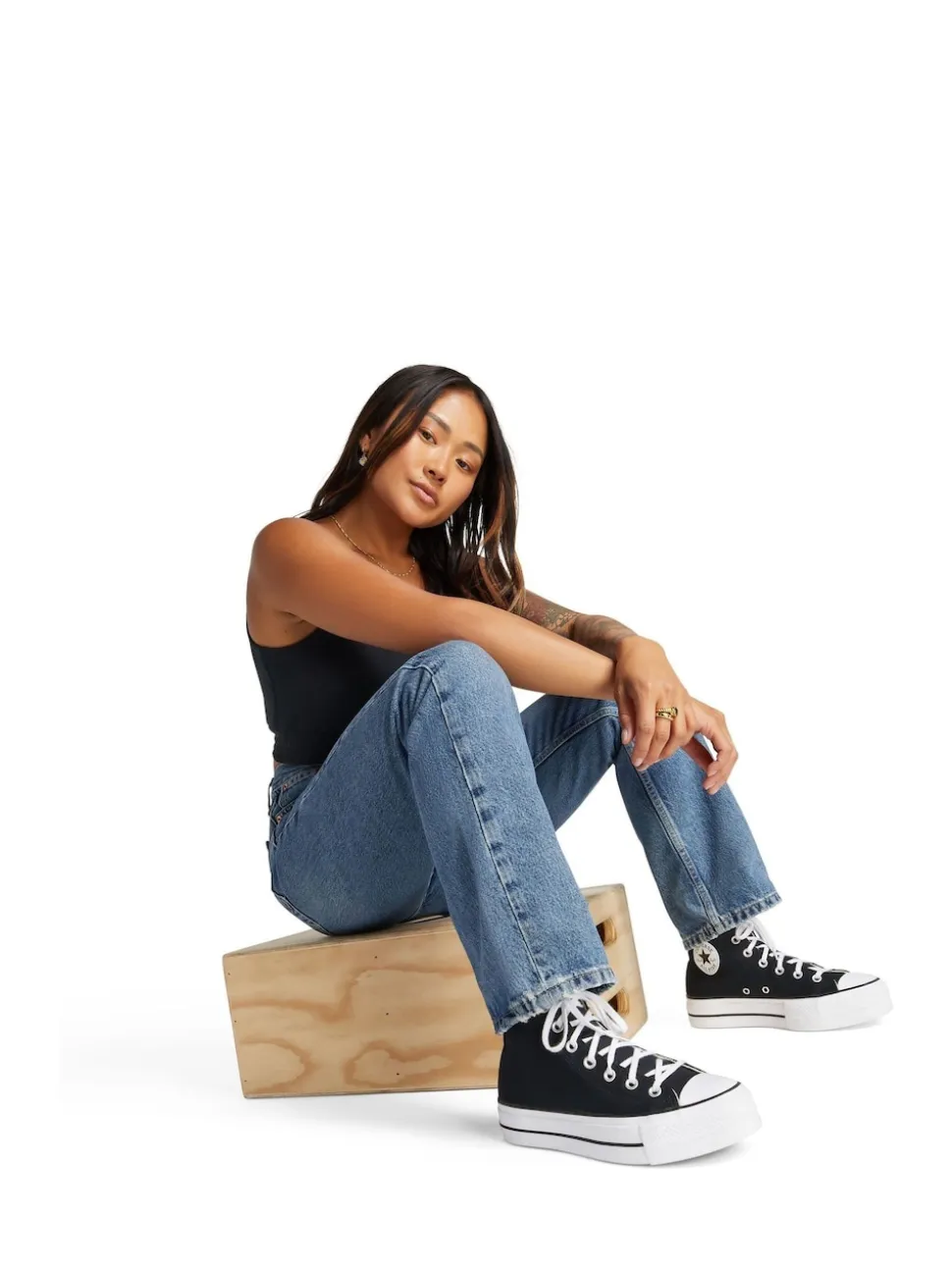 Converse Black/White Chuck Taylor All Star Lift Wide Trainers