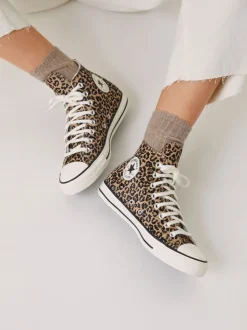 Converse Leopard Brown Chuck Taylor Suede All Over High Trainers