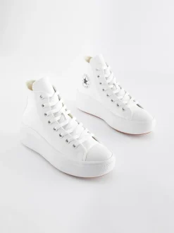 Converse White Chuck Taylor All Star Move Platform Leather