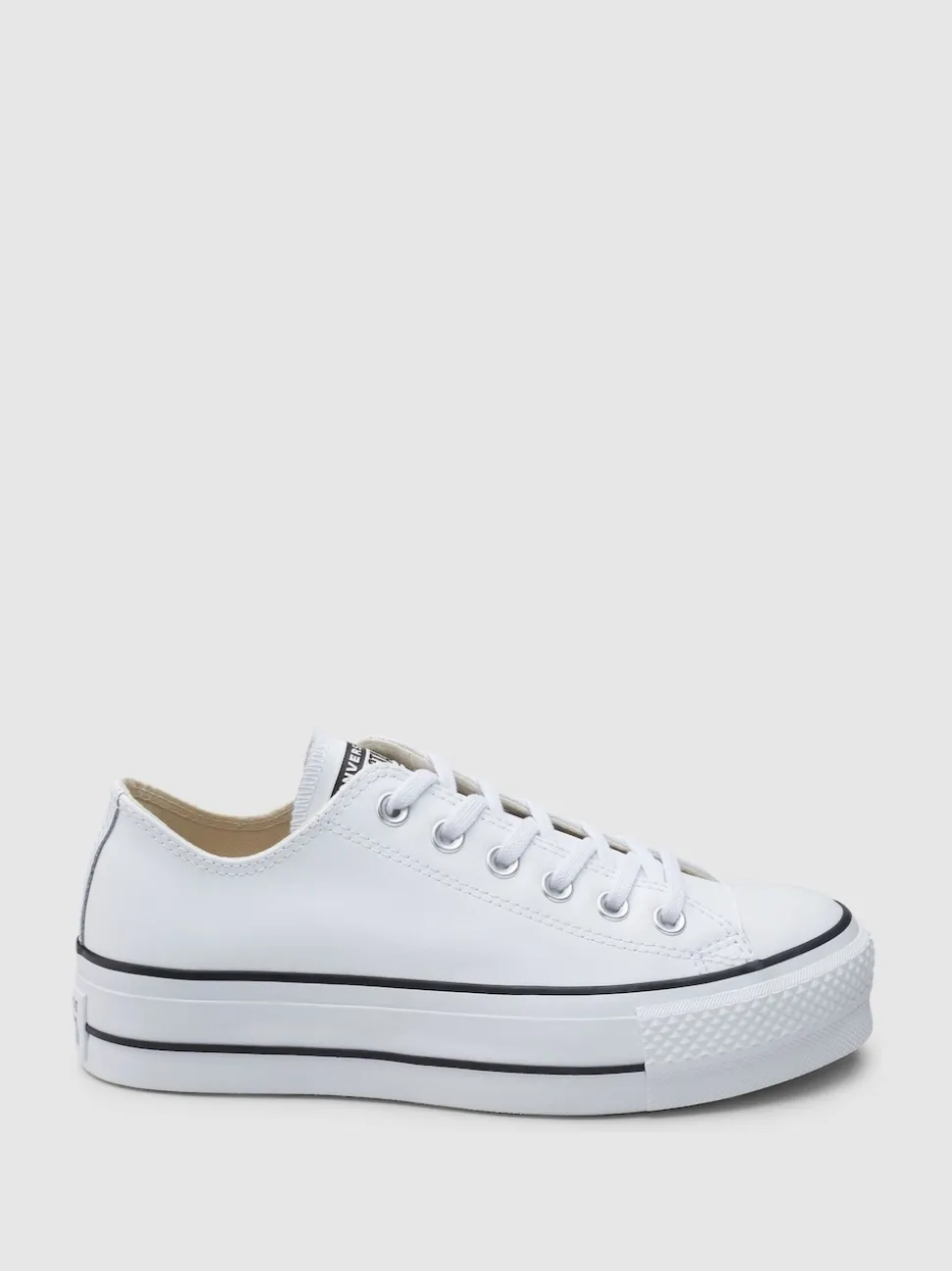 Converse White Platform Lift Chuck Ox Leather Trainers