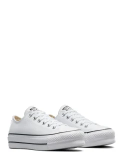Converse White Platform Lift Chuck Ox Leather Trainers