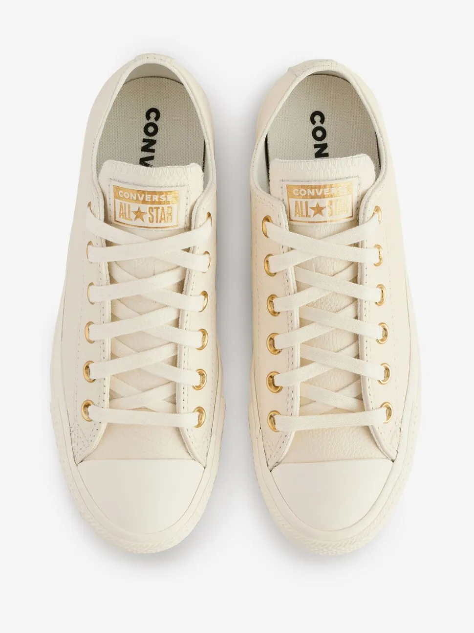 Converse White/Gold Chuck Taylor All Star Mono Leather Low Trainers