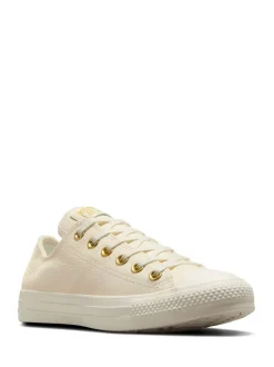 Converse White/Gold Chuck Taylor All Star Mono Leather Low Trainers