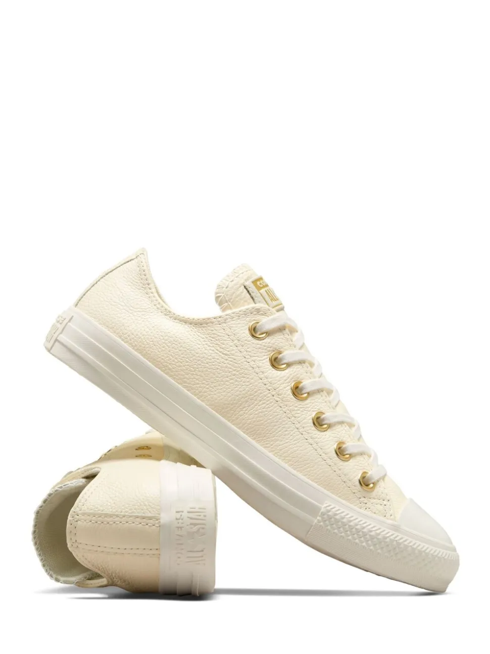 Converse White/Gold Chuck Taylor All Star Mono Leather Low Trainers