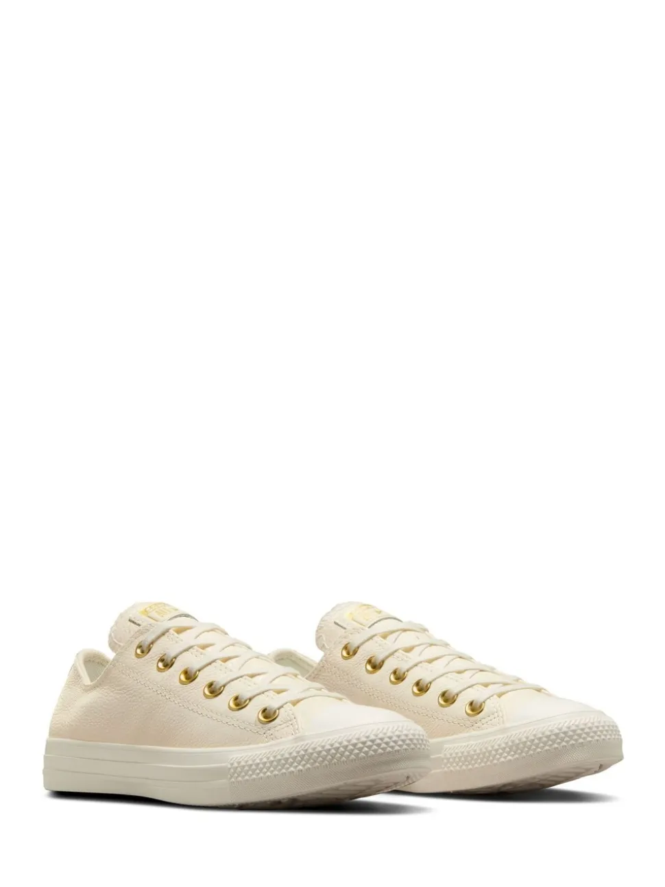 Converse White/Gold Chuck Taylor All Star Mono Leather Low Trainers