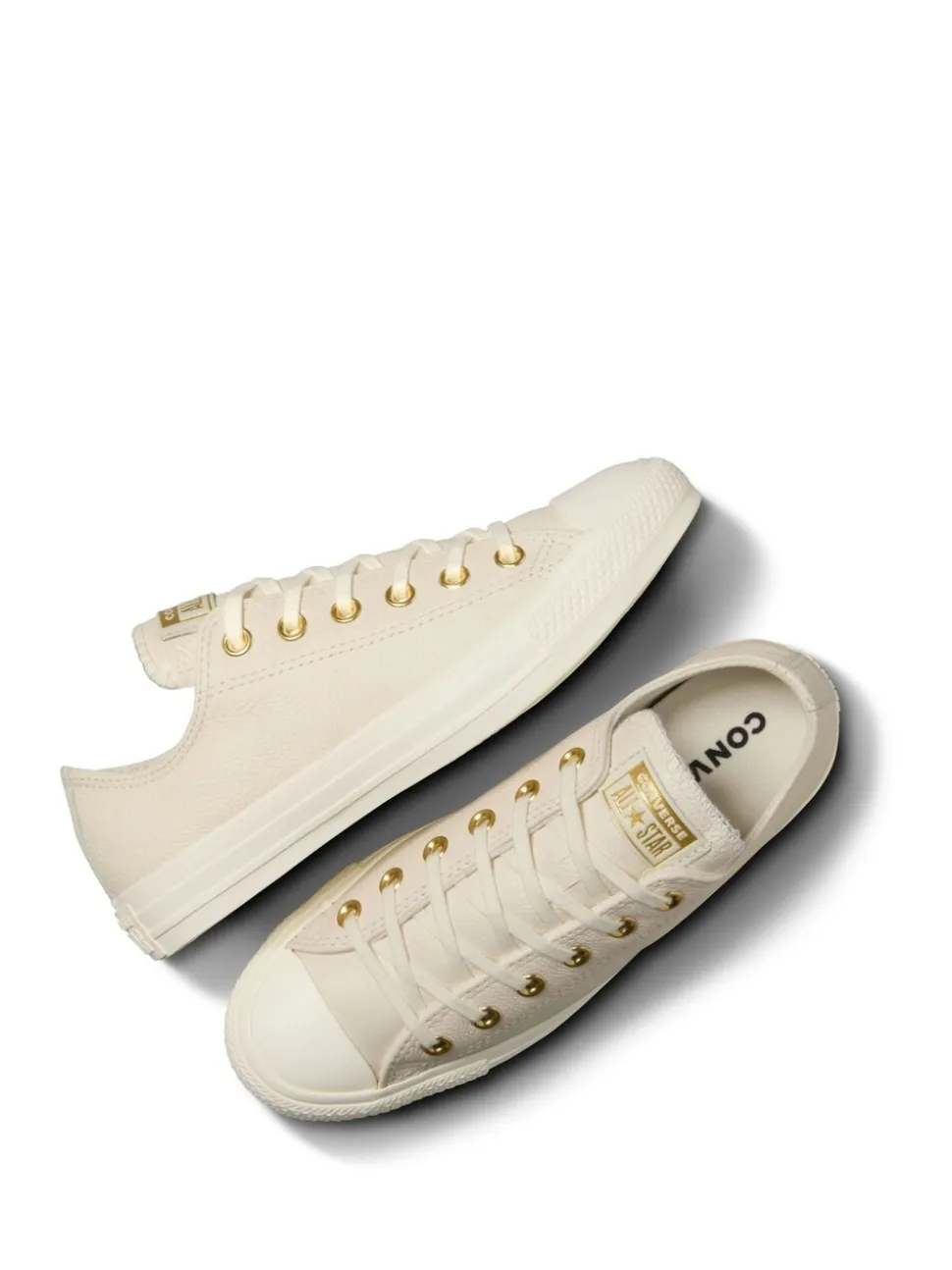 Converse White/Gold Chuck Taylor All Star Mono Leather Low Trainers