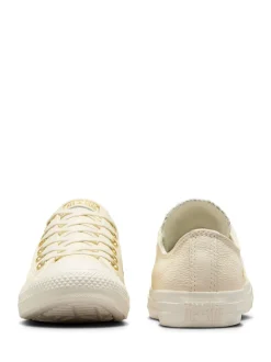 Converse White/Gold Chuck Taylor All Star Mono Leather Low Trainers