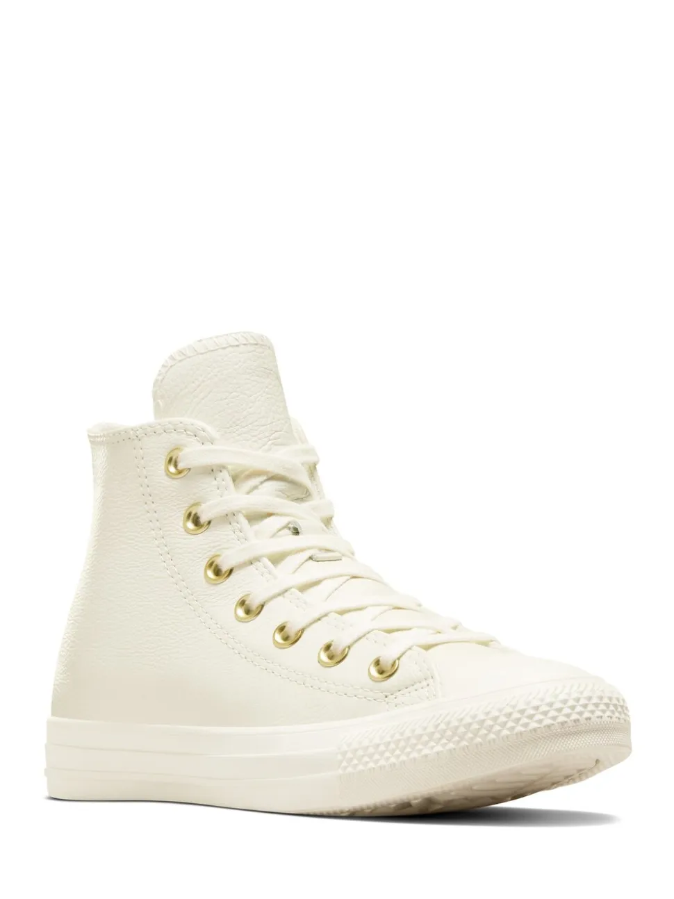 Converse White/Gold Chuck Taylor All-Star Mono Leather High Trainers