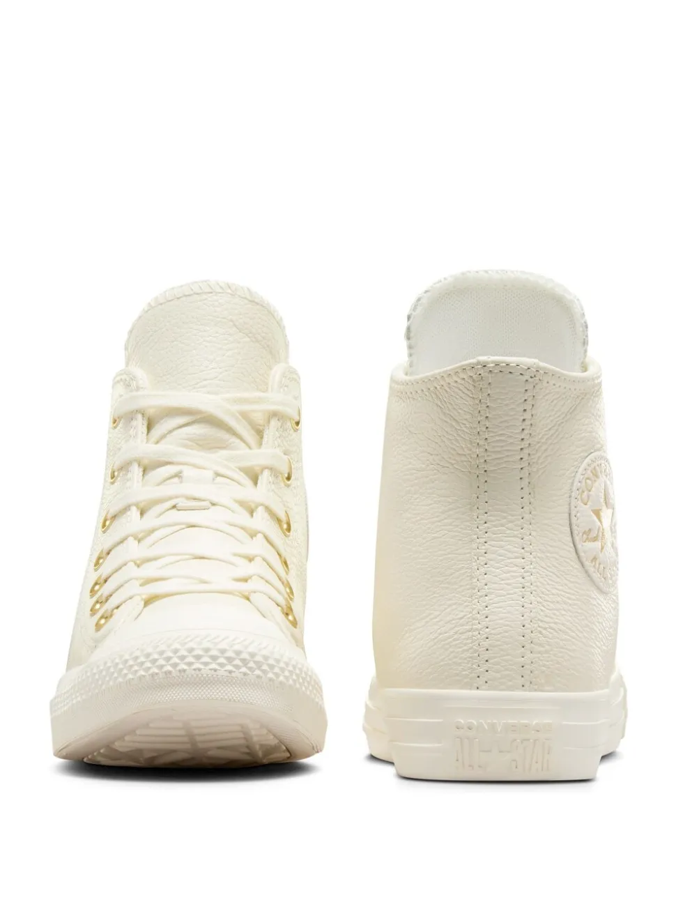 Converse White/Gold Chuck Taylor All-Star Mono Leather High Trainers