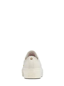Converse White/Gold Chuck Taylor All Star Lift Mono Leather Low Trainers