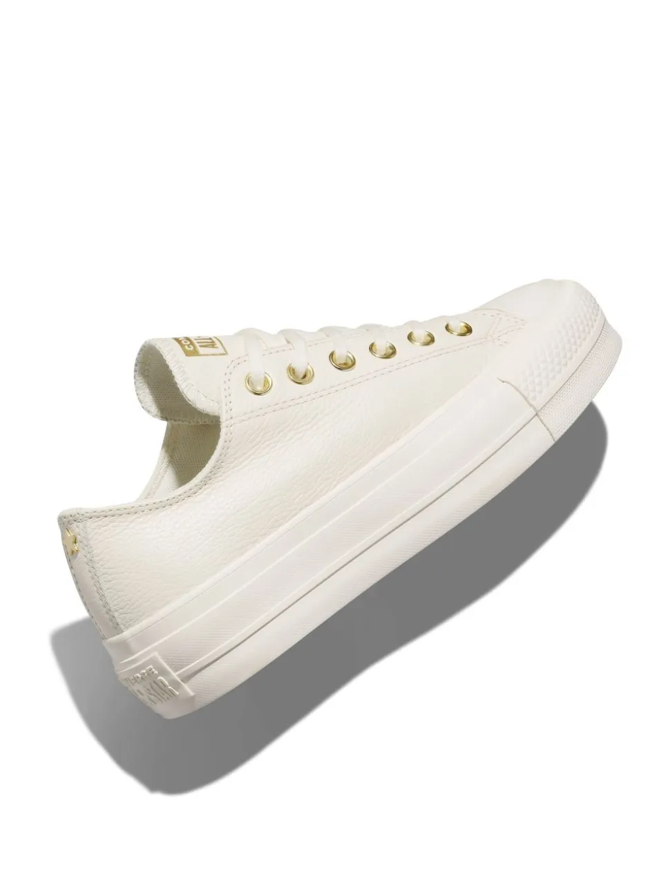 Converse White/Gold Chuck Taylor All Star Lift Mono Leather Low Trainers