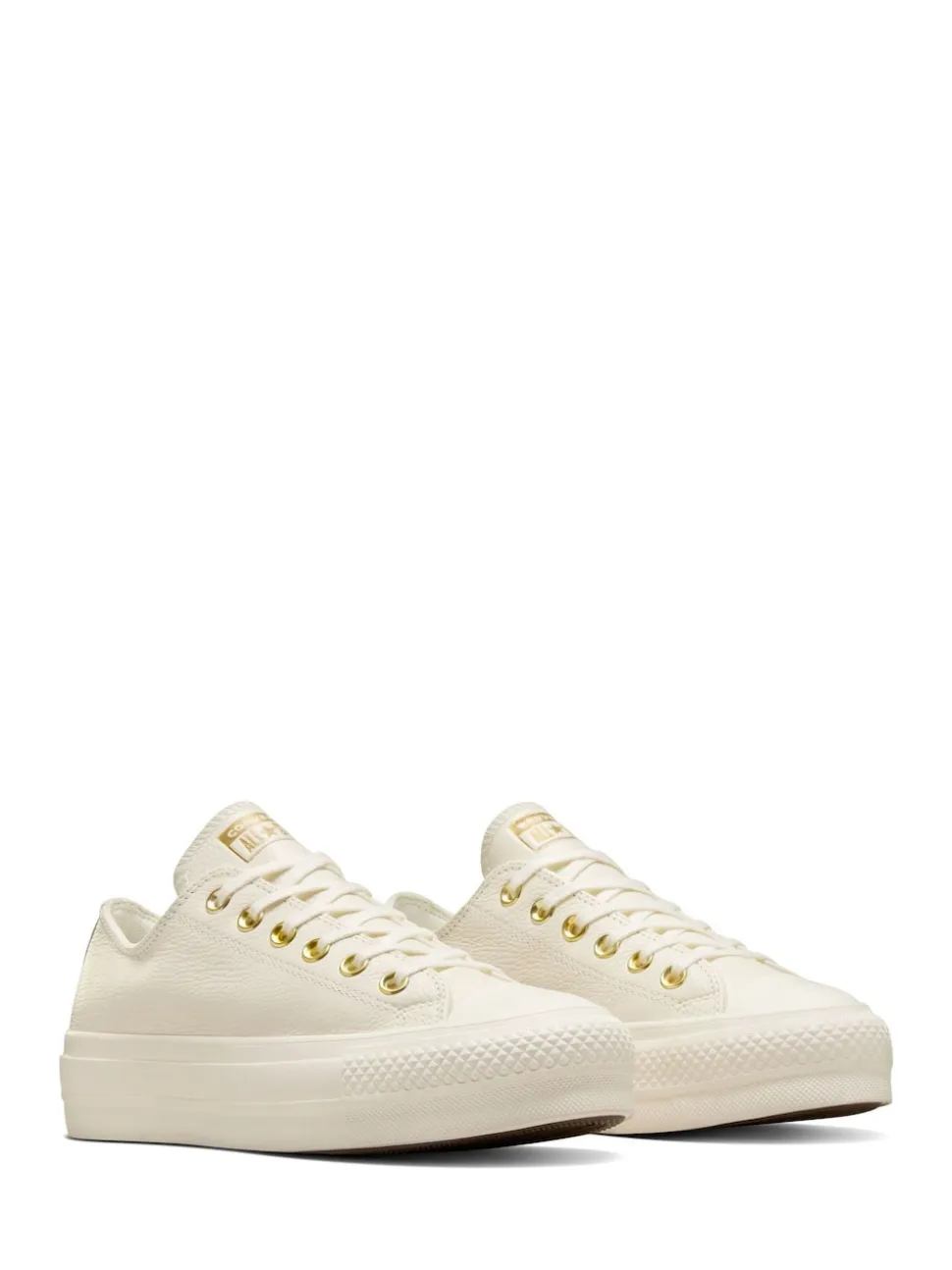 Converse White/Gold Chuck Taylor All Star Lift Mono Leather Low Trainers