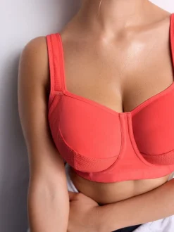 Coral Pink DD+ Non Pad Full Cup Dry Tech High Impact Sports Bra