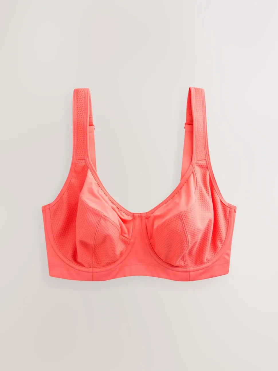 Coral Pink DD+ Non Pad Full Cup Dry Tech High Impact Sports Bra