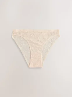 Coral Pink High Leg All-Over Lace No VPL Knickers 3 Pack
