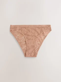 Coral Pink High Leg All-Over Lace No VPL Knickers 3 Pack