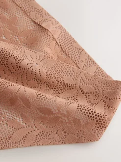 Coral Pink High Leg All-Over Lace No VPL Knickers 3 Pack