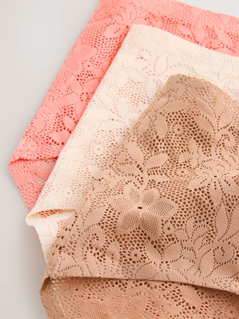 Coral Pink Midi All-Over Lace No VPL Knickers 3 Pack