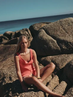 Coral Pink Pointelle Cami Vest Top