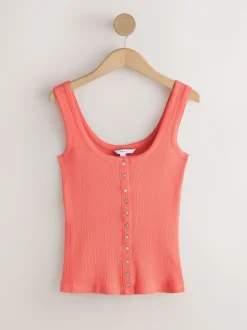 Coral Pink Pointelle Cami Vest Top