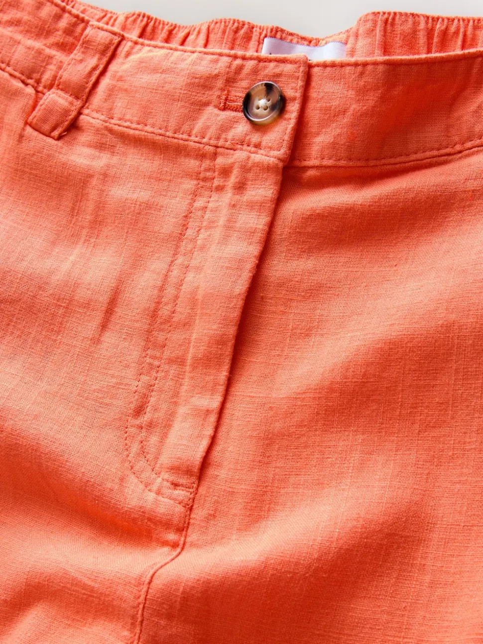 Coral Pink Smart Front Linen Blend Wide Leg Trousers