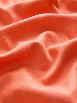 Coral Pink Smart Front Linen Blend Wide Leg Trousers