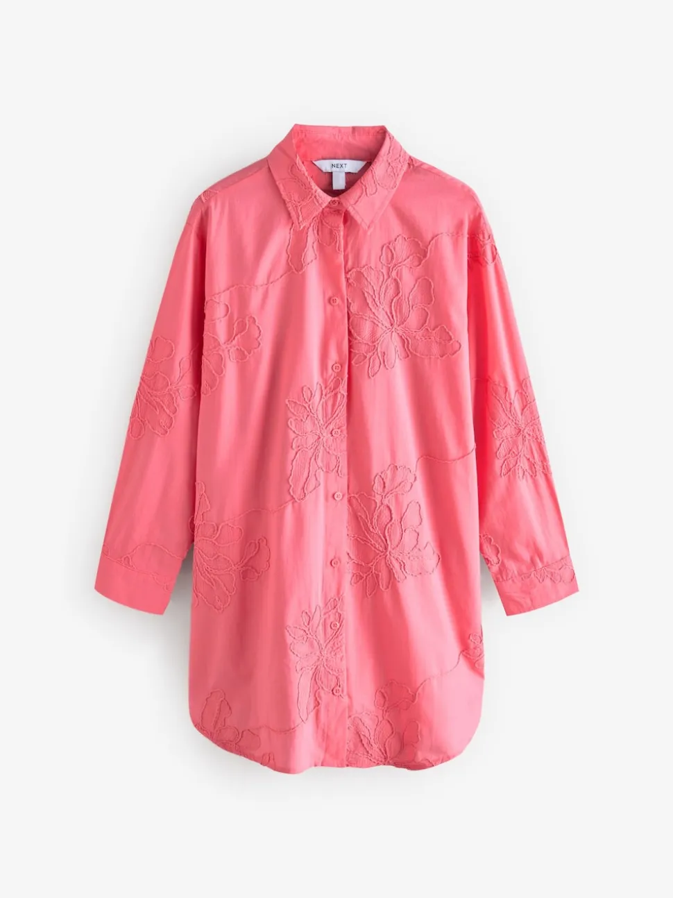 Coral Pink Textured Cornelli Cover-Up Shirt