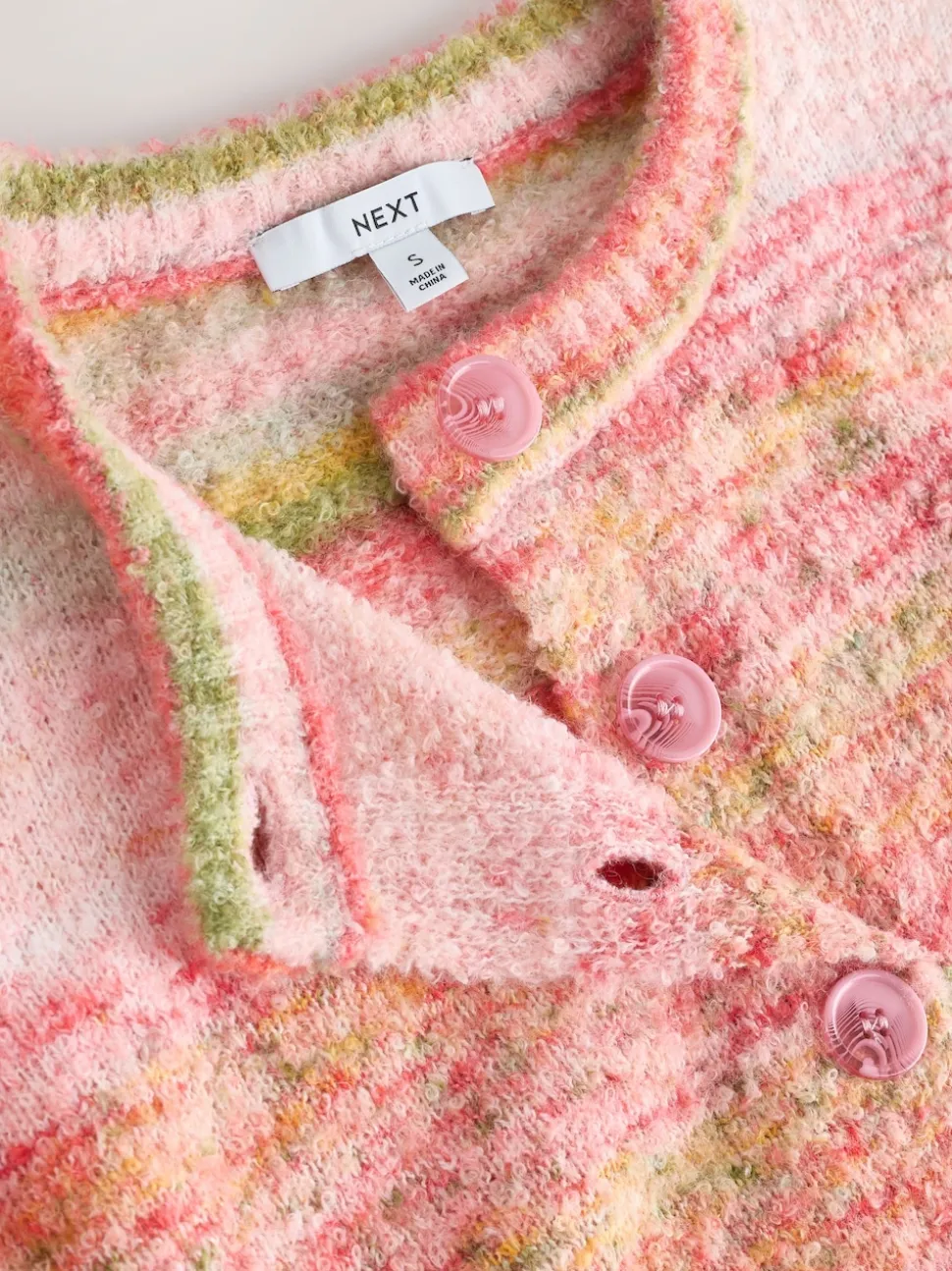 Coral Pink/Orange Spacedye Knitted Crew Neck Cardigan