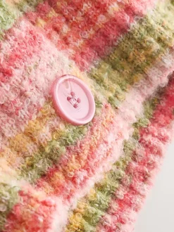 Coral Pink/Orange Spacedye Knitted Crew Neck Cardigan