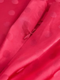 Coral/Pink Jacquard Polka Dot Satin Skirt