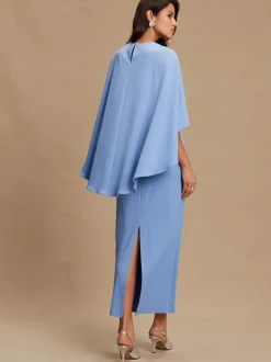 Cornflower Blue Cape Maxi Dress