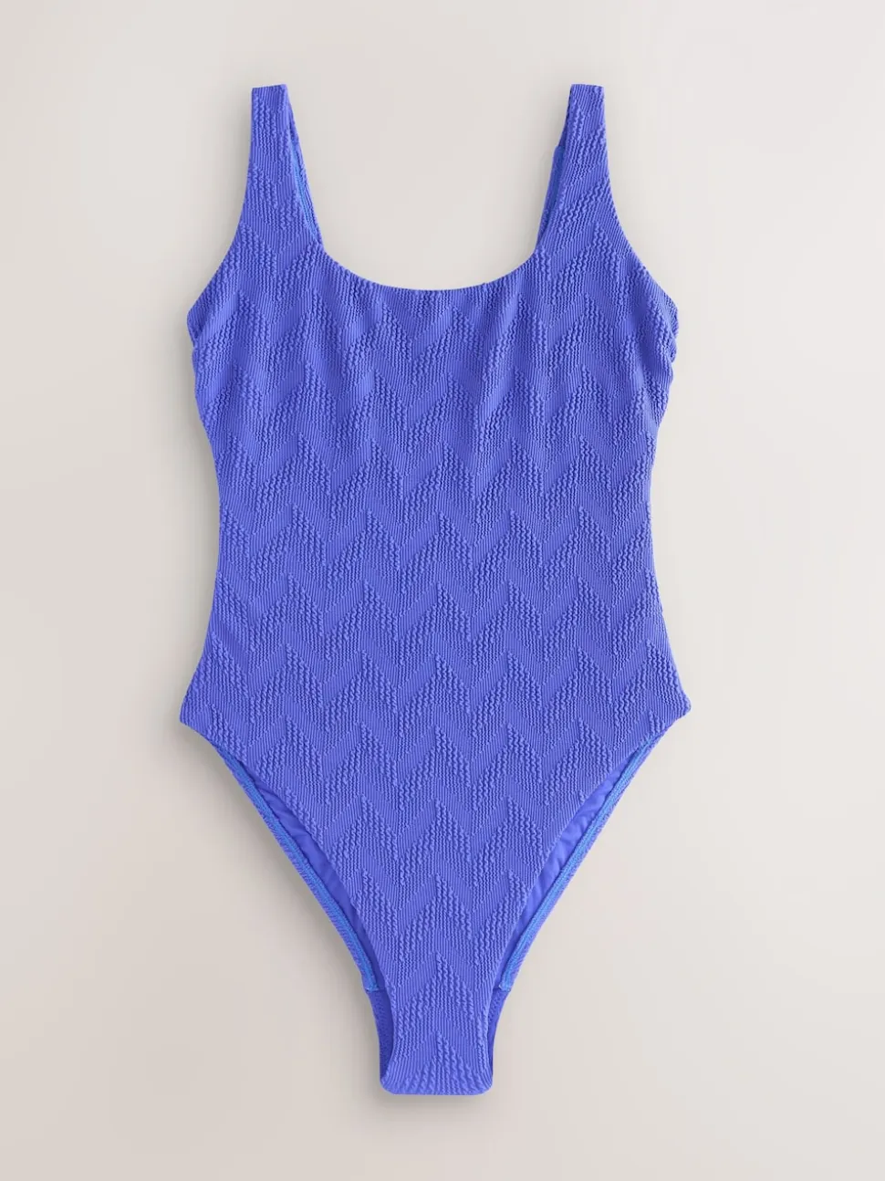 Cornflower Blue Textured Scoop Neck Tummy Control Swimsuit