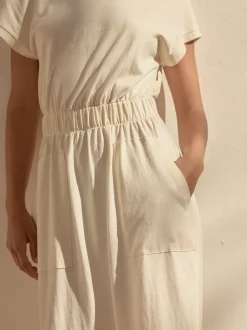 Cream 100% Cotton Summer Midi T-Shirt Dress