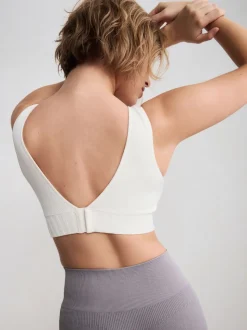 Cream DD+ Supportive Seamless Ribbed NonWired Ultimate Comfort Bra