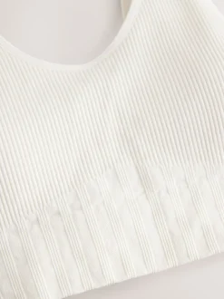 Cream DD+ Supportive Seamless Ribbed NonWired Ultimate Comfort Bra