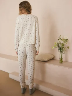 Cream Floral Cosy Waffle Long Sleeve Pyjamas