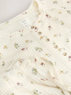 Cream Floral Cosy Waffle Long Sleeve Pyjamas
