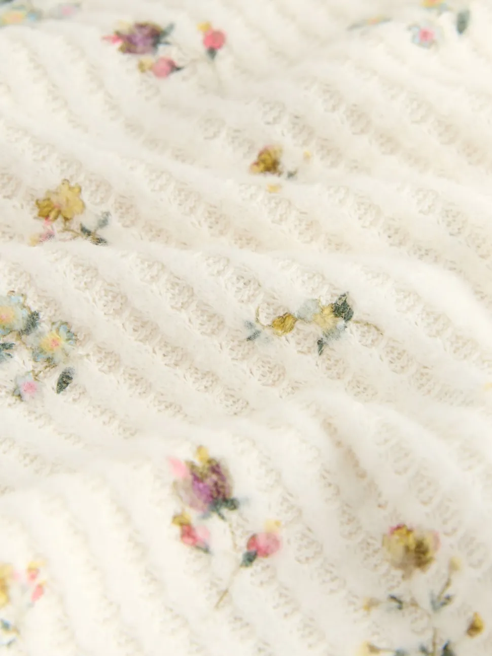 Cream Floral Cosy Waffle Long Sleeve Pyjamas