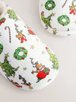 Cream Grinch Matching Family Christmas Mule Slippers