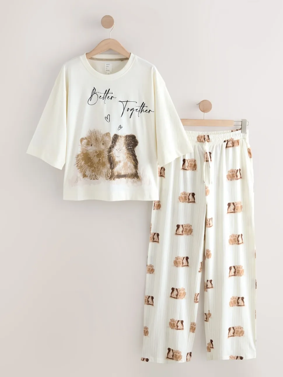 Cream Guinea Pig Jersey Short Sleeve Pyjamas