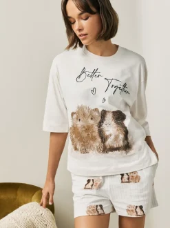 Cream Guinea Pig Short Pyjamas Set