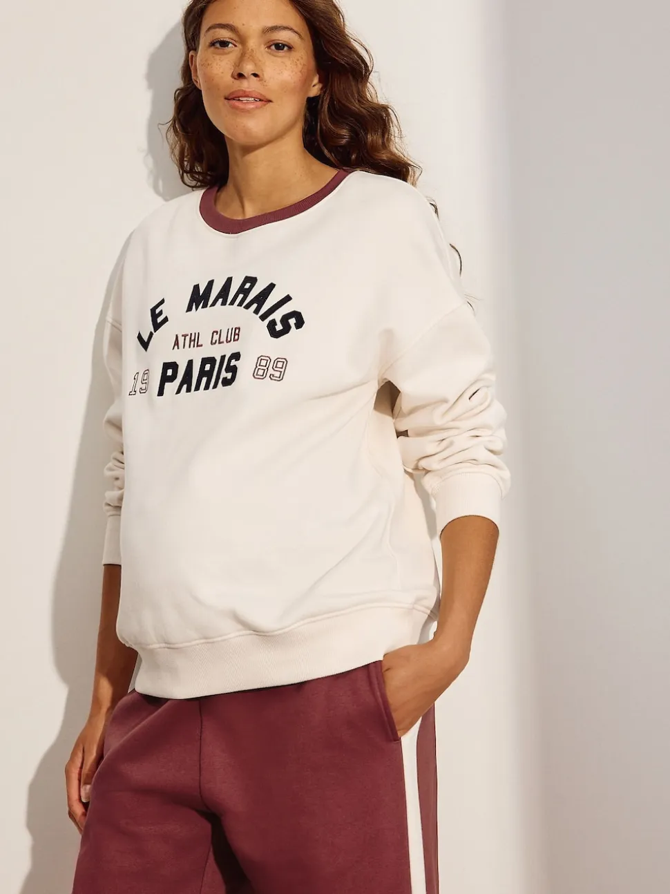 Cream Maternity Graphic Sweatshirt