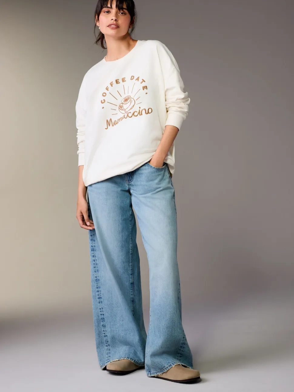 Cream Maternity Mini Me Sweatshirt Set