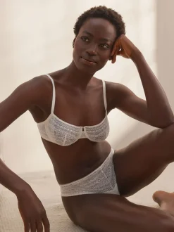 Cream Non Pad Balcony Premium Lace Bra